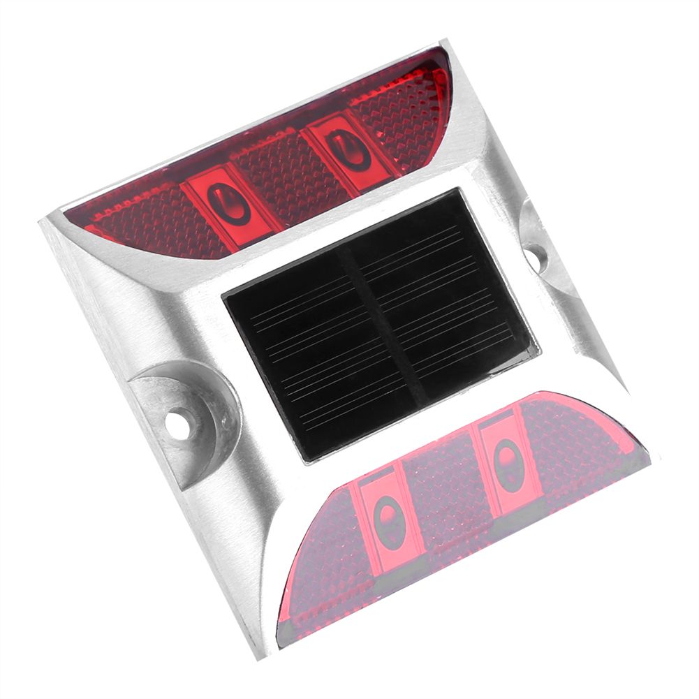 Aluminum Alloy Solar Power Waterproof 4 LED Lamp Outdoor Road Driveway Pathway Light Red — image 2