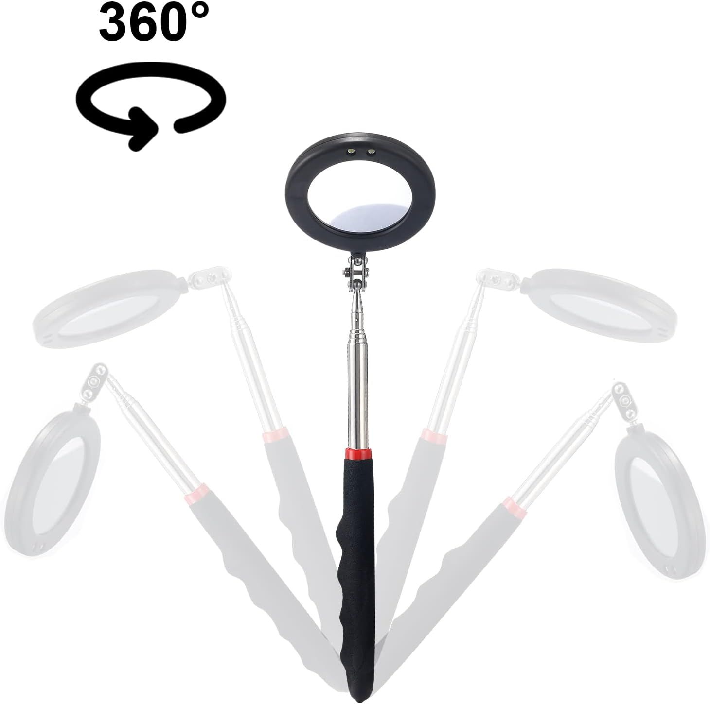 4PCS Telescoping Inspection Mirror LED Lighted Inspection Mirror for Mechanic Checking Vehicle, Car, Eyelashes, Mouth, Small Parts Observation (Extendable โ image 5