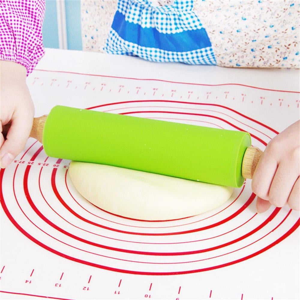 Mini Silicone Rolling Pin, Small Dough Roller with Wood Handle, Non-stick Rolling Pins with Handle, for Craft Kitchen Dough Cookie Pastry Fondant Cake, 1 Pcs โ image 5