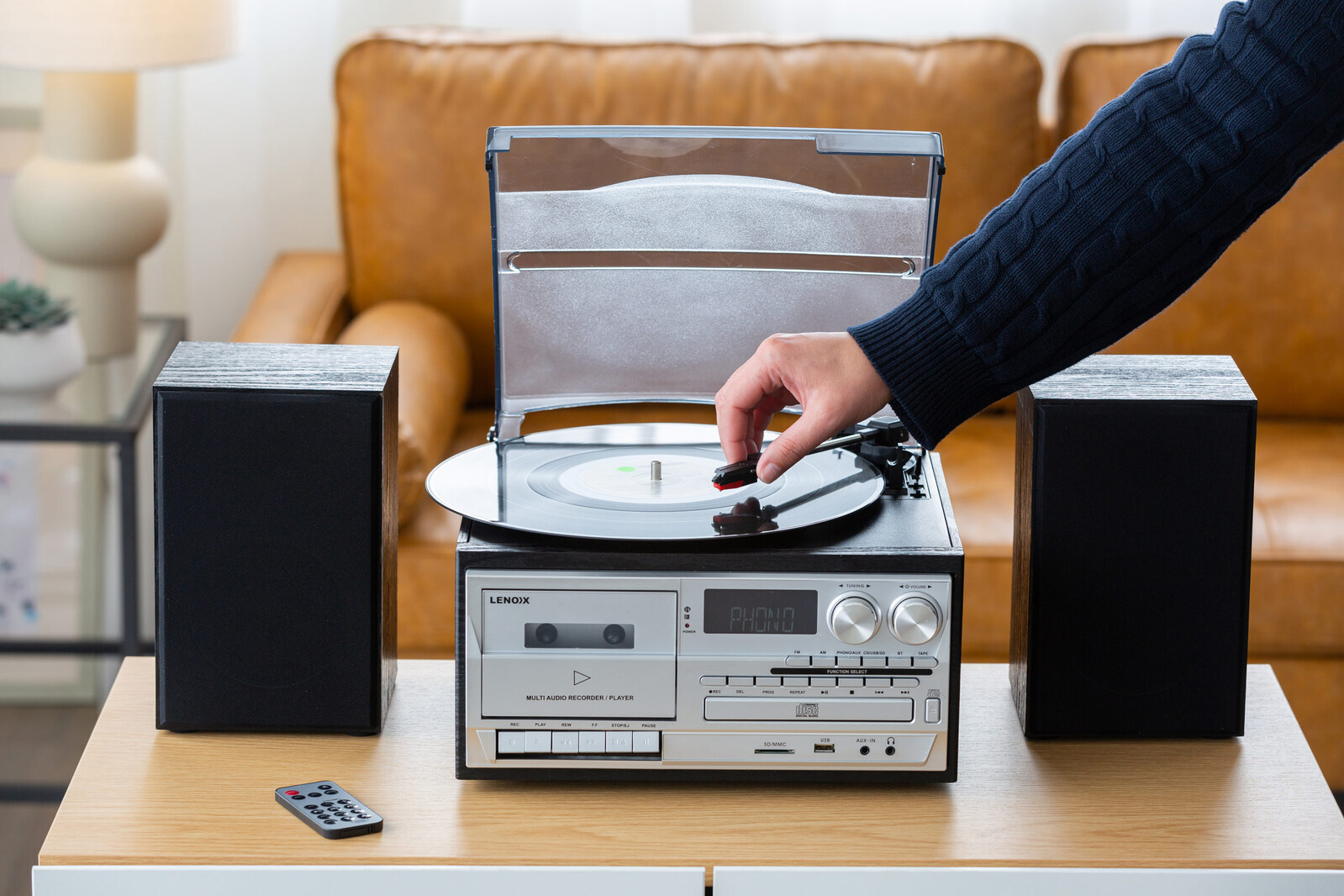 Audio Home Entertainment System (Black) Turntable, CDs, Vinyl, Wireless Streaming & More — image 2