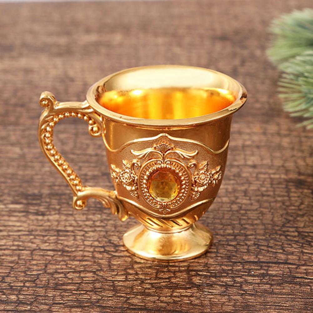 Decorative Tea Cup European Style Coffee Mug Metal Wine Drinking Cups Bar Party Gold YIWEI — image 3