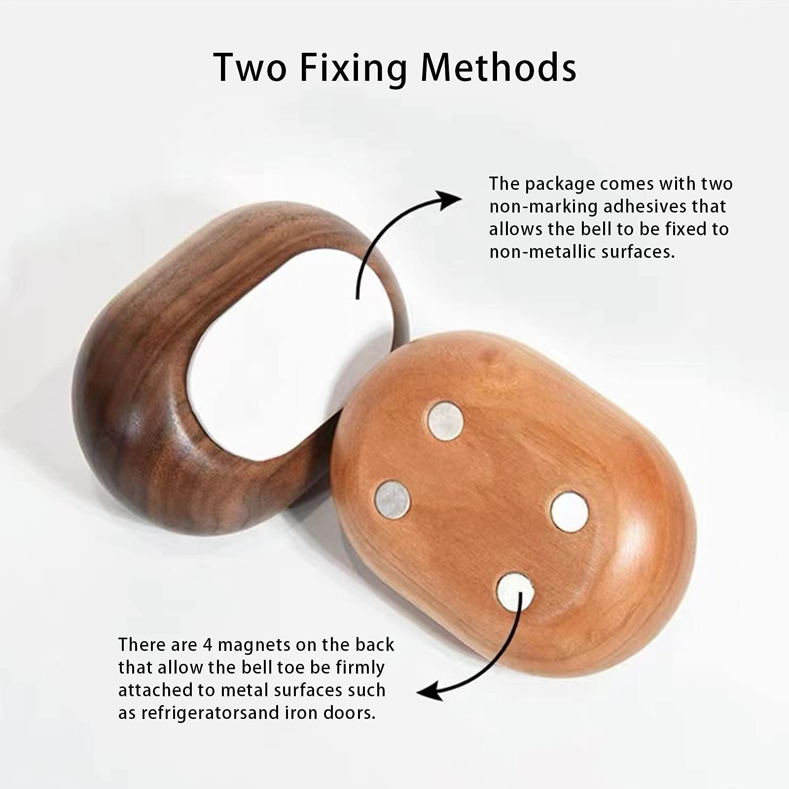 1 Piece Vintage Wooden Door Bell with Copper Chime and Magnetic Mount for Entryways and Bedrooms, Dark Wood Oval Design — image 5