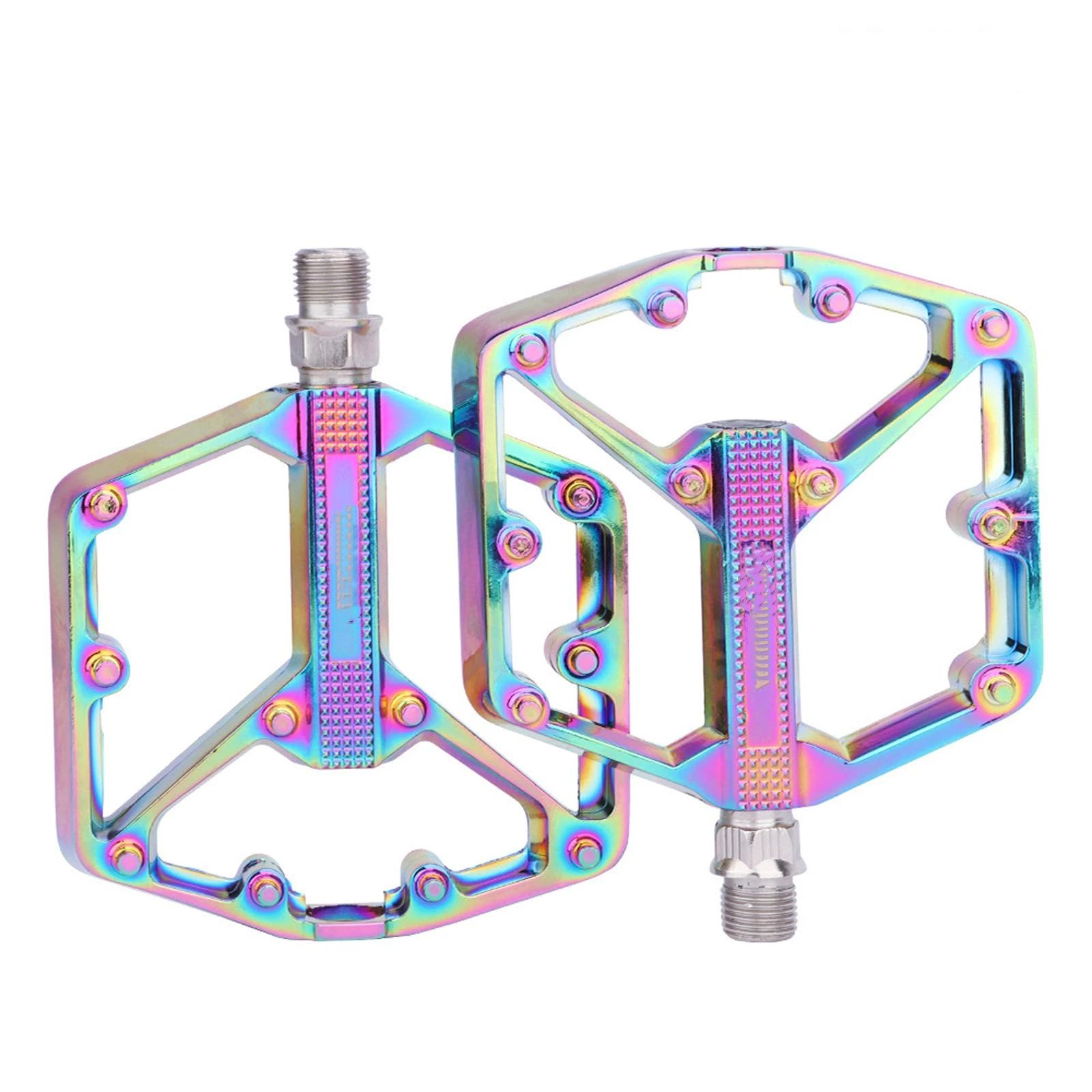 Road/Mountain Bike Pedals - 3 Bearings Bicycle Pedals - Machined Flat Pedals with Removable Anti-Skid Nails(10.5*9.9cm) — image 2