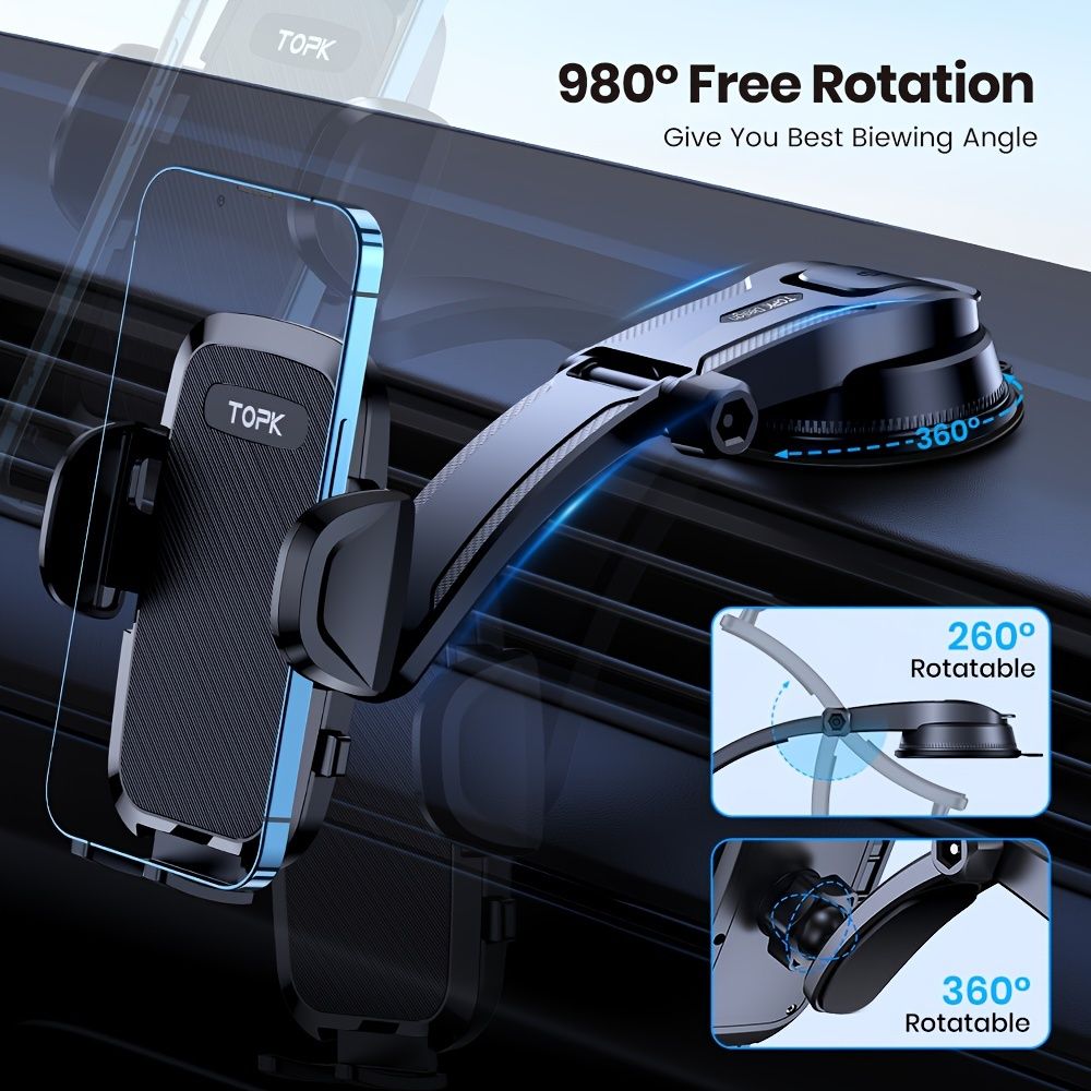 TOPK Car Phone Holder with Strong Suction and Adjustable Arm โ image 4