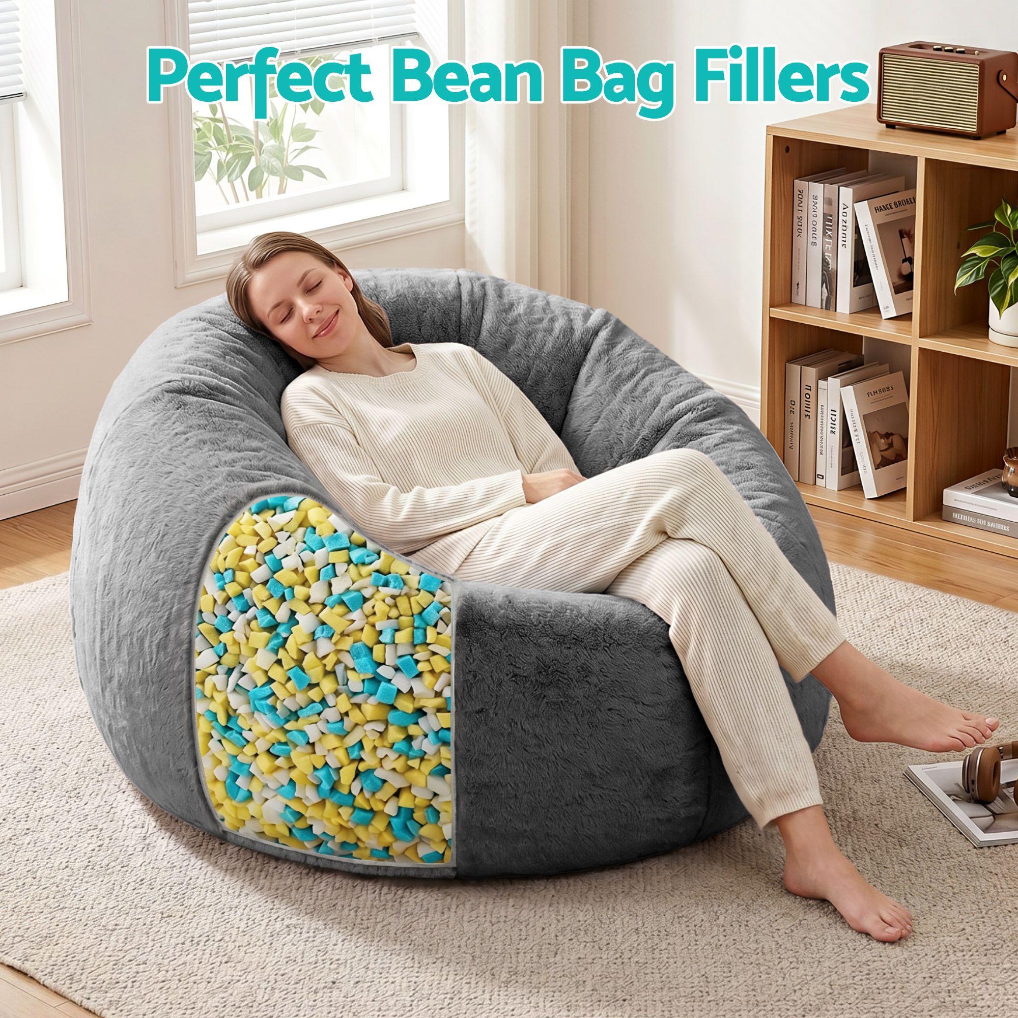 Artiss 5lbs (2.2KG) Bean Bag Filler Shredded Memory Foam Filling High Density Soft Pillow Stuffing for Bean Bag Chair, Couch Cushion, Dog Bed โ image 5