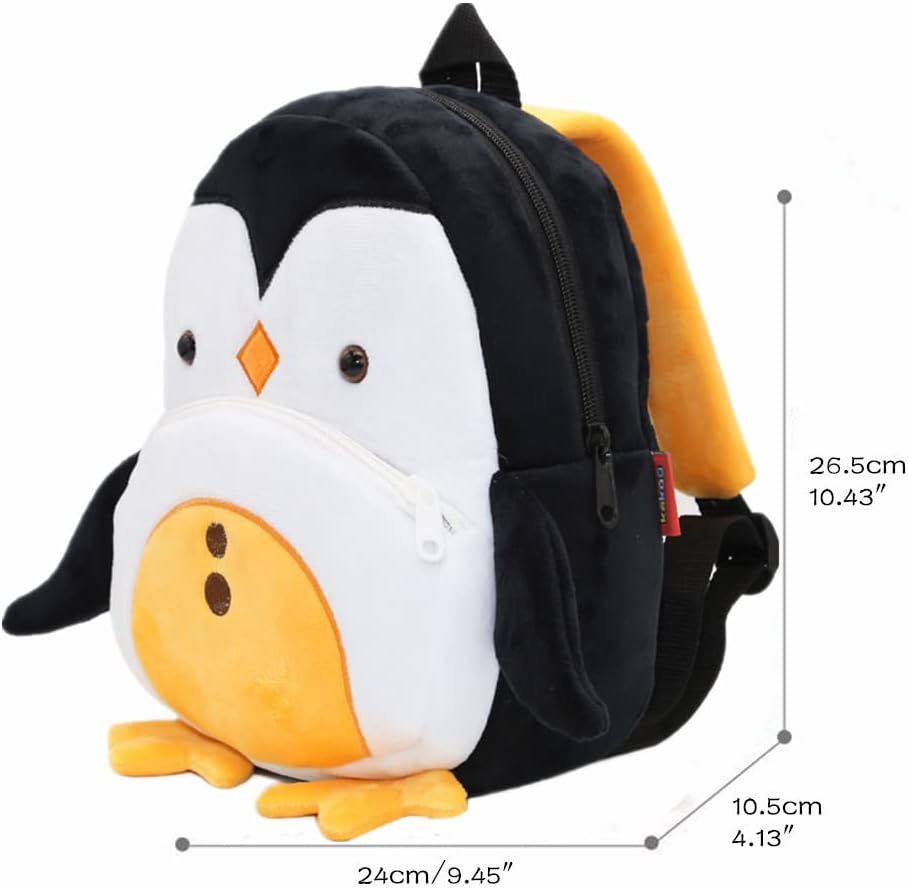 Toddler Backpack for Boys and Girls, Cute Soft Plush Animal Cartoon Mini Backpack Little For Kids 1-6 Years (Penguin)