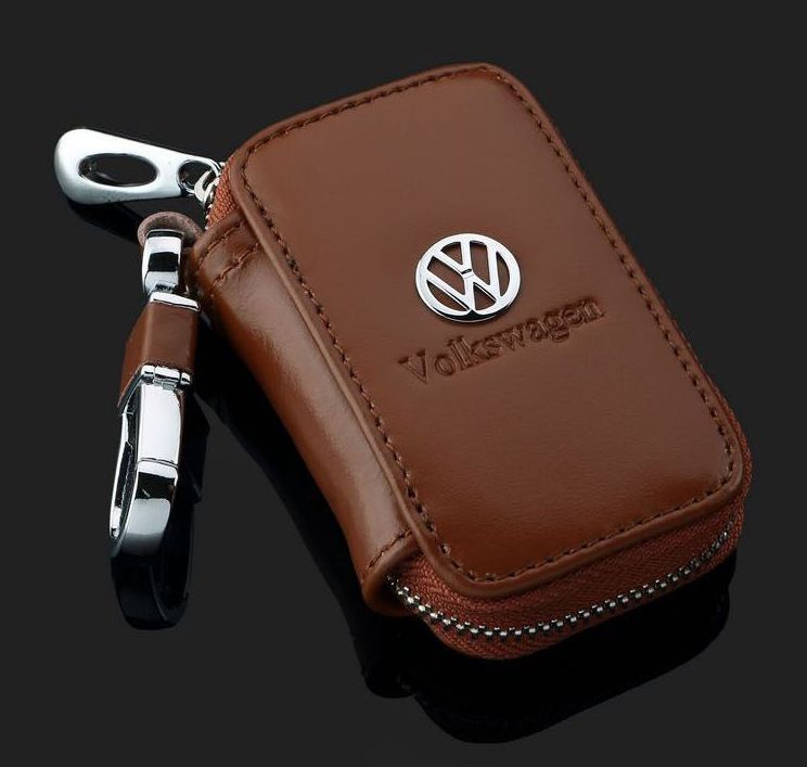 Dazzling Leather Key Holder for Car Keychain. Infiniti Brown square key bag