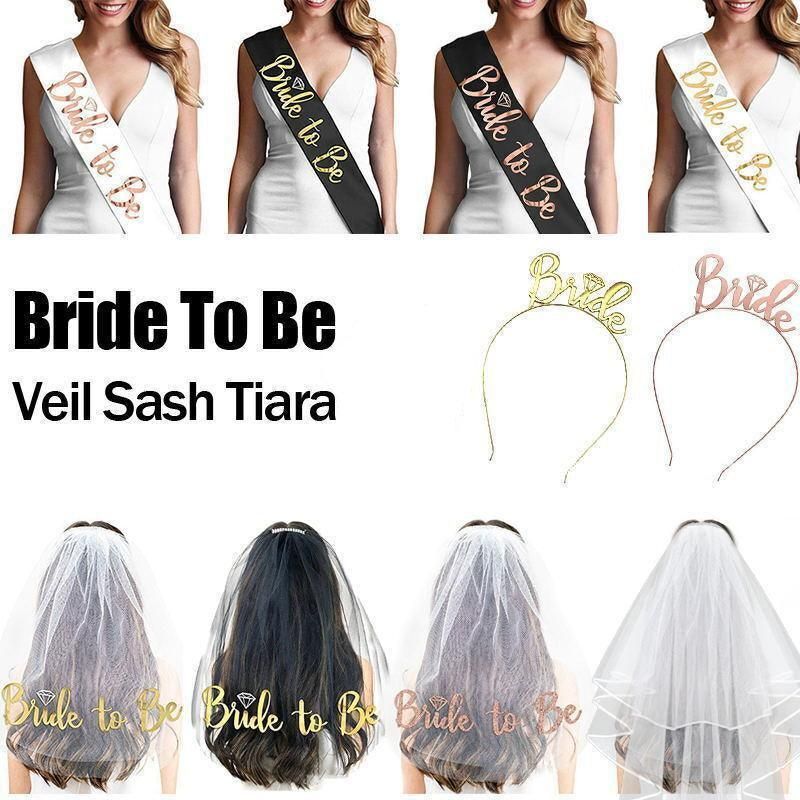 Bride To Be Hen Veil Sash Tiara Hens Night Bridal Shower Kitchen Tea Accessories - Package 5 — image 2