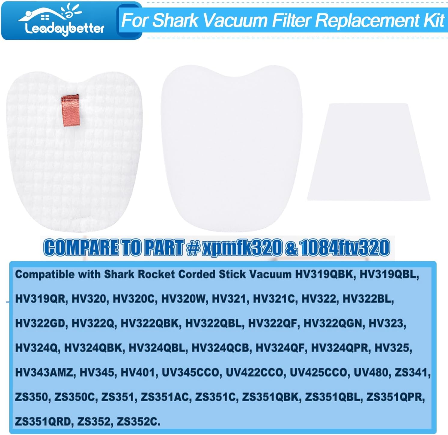 8 Pre-Filters (4 Foam+4 Felt) and 4 Post-Filters for Shark Rocket Zero-M Ultra-Light Corded Stick HV345 ZS350 ZS350C ZS351 ZS351C ZS352 Vacuums, Replaces Part — image 2