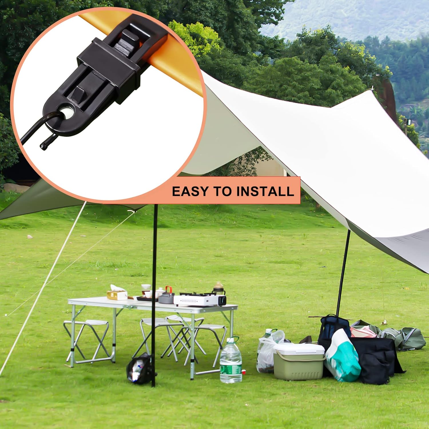 8 Pack Black Tarp Clips with Eyelets Heavy Duty Tent Canvas Clamps for Camping Caravan Awning Boat Outdoor Use — image 2