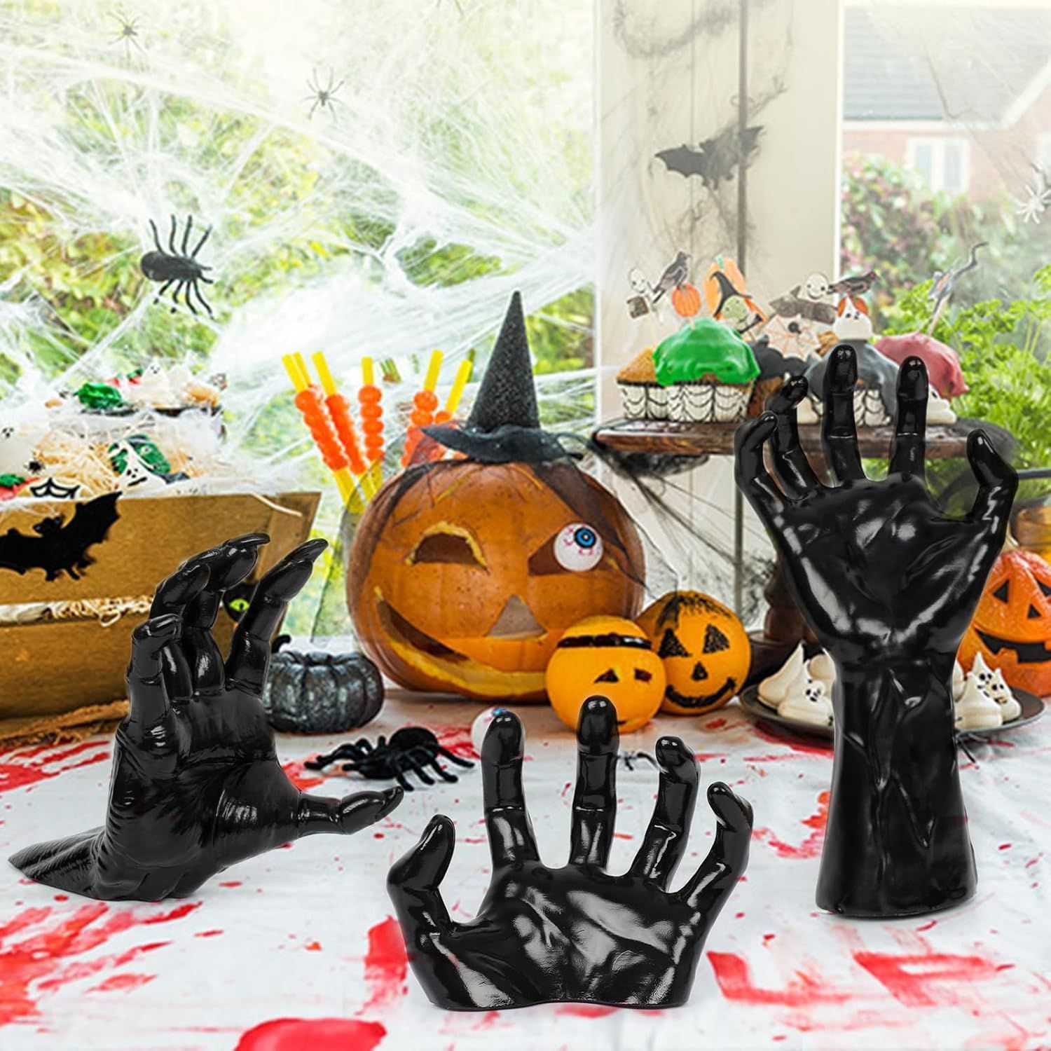 Scary Fake Devil Hand Tabletop Decor, Halloween Party & Christmas Layout Accessory, No.4 Single Hand (Candles Not Included) — image 3