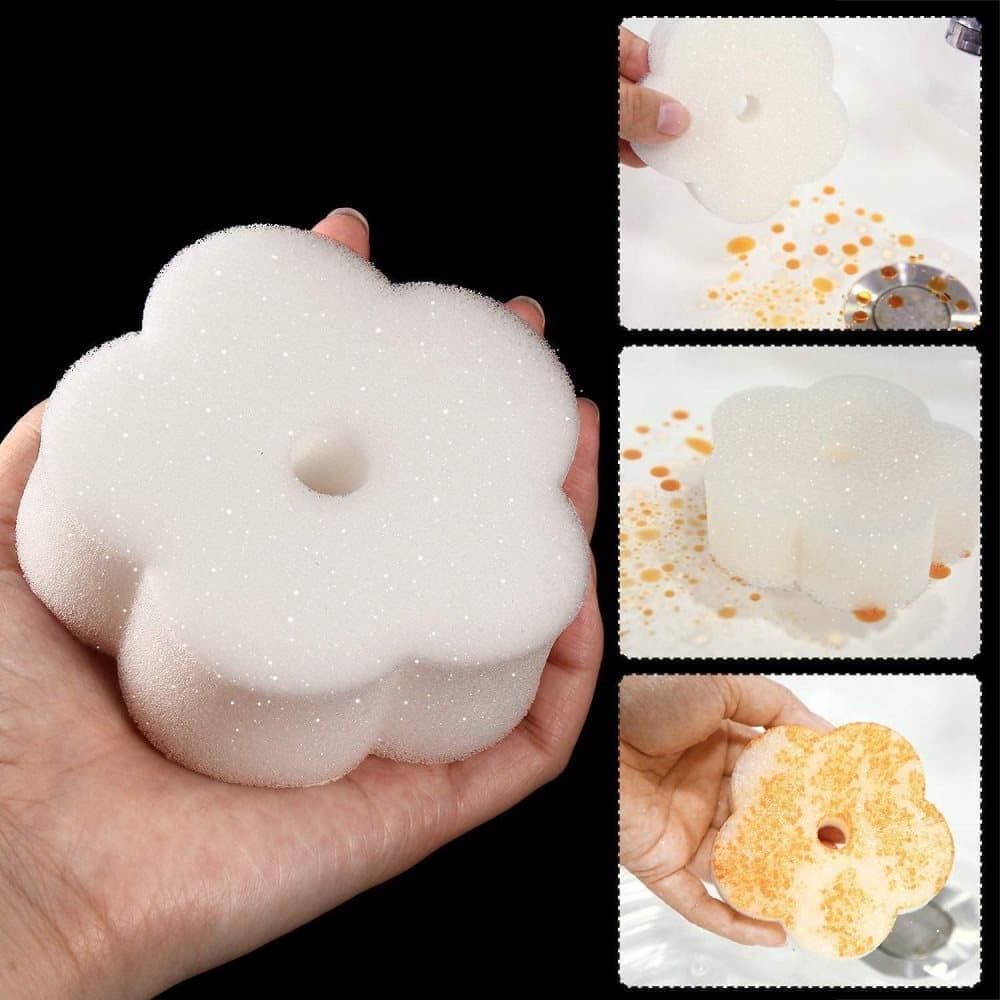 50-Pack Oil Absorbing Sponges for Pool, Flower Shaped, Effective Oil and Dirt Removal — image 4