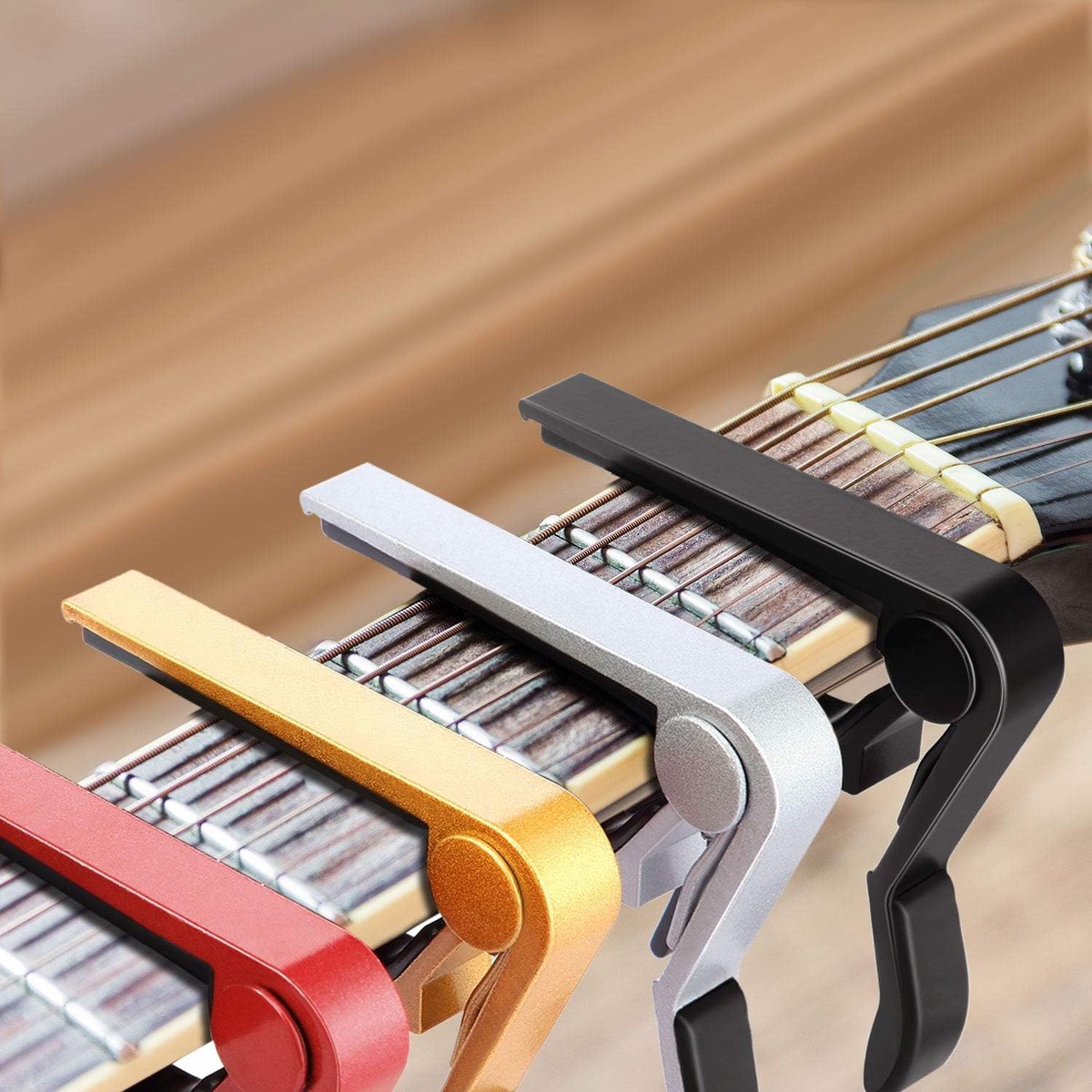 Pieces Guitar Capos - Universal Capos - Guitar Capo Clamps - Aluminum Metal - Suitable for acoustic and classical electric guitars, bass, banjo, violin โ image 2