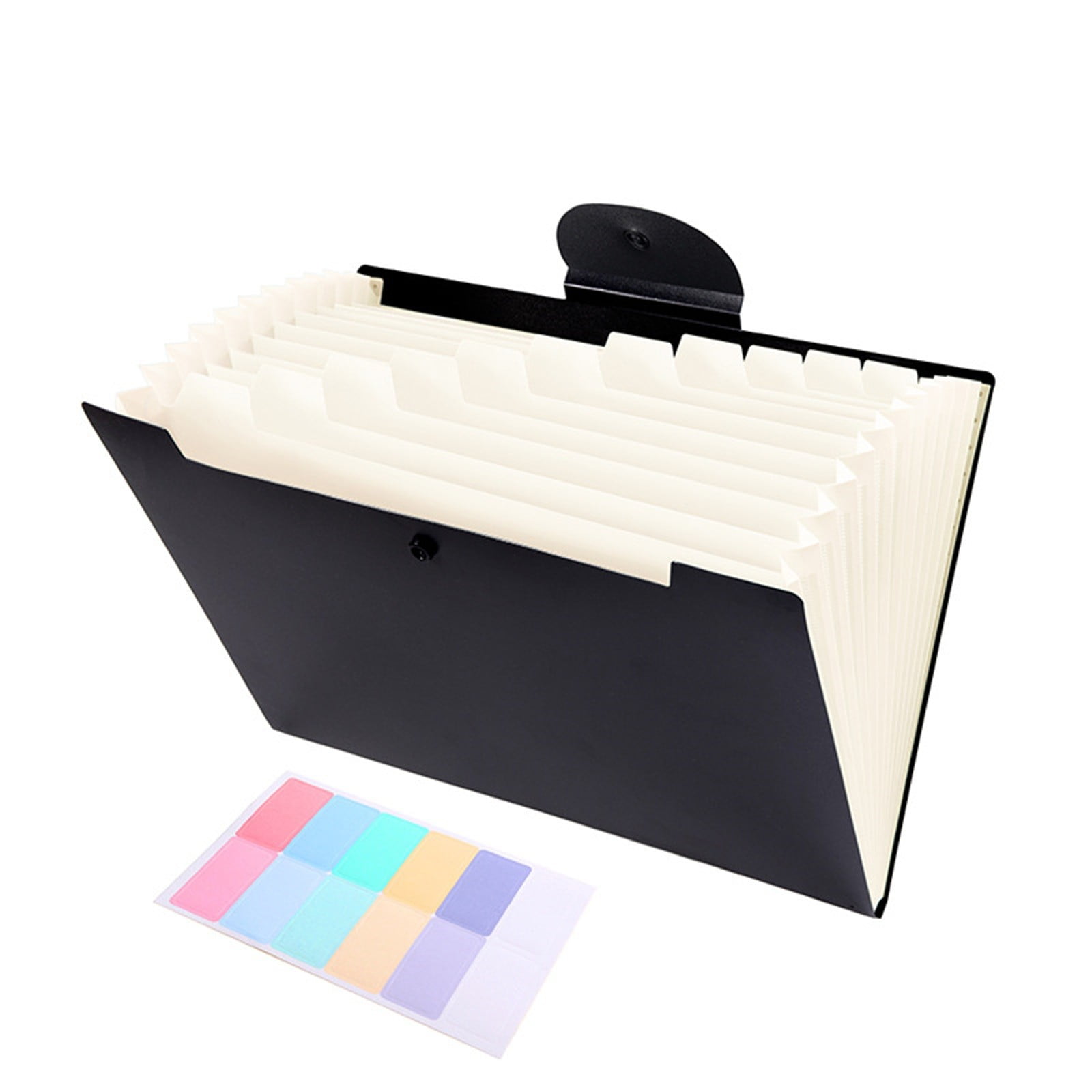 Accordion File Organizer Expanding File Folder with 12 Pockets Portable Receipt Paper Bill Document Organizer Letter/ Size Filing Folder Schǒ-ǒl Black C — image 2
