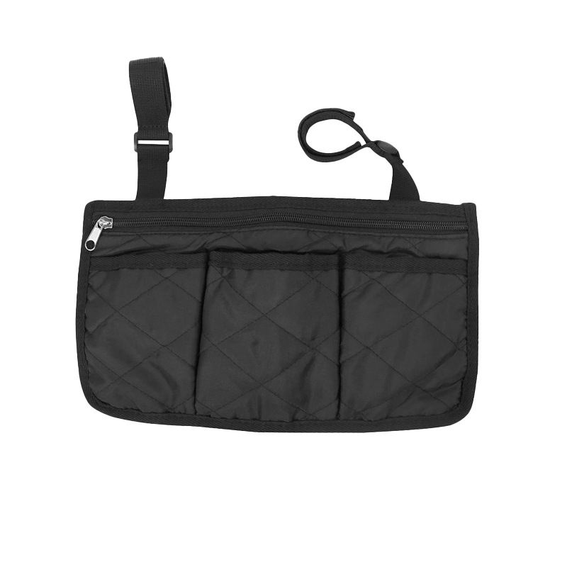2-Pack Wheelchair Armrest Storage Bag - Medium Capacity Side Organizer Pouch for Walker Mobility Scooter - Easy Access Utility Tote - Black โ image 2