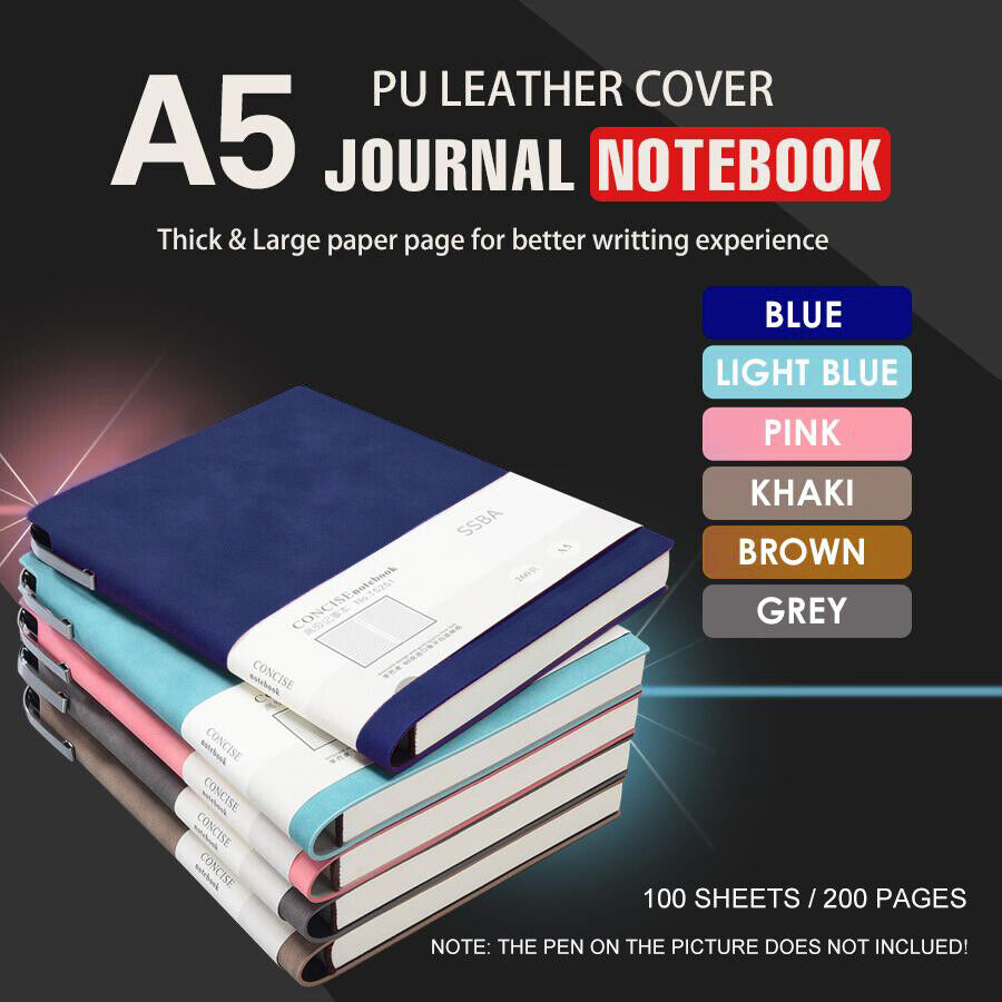 A5 200 Pages Fashion Glued PU Leather Cover Journal Travel Notebook Travellers Diary(Khaki) — image 3