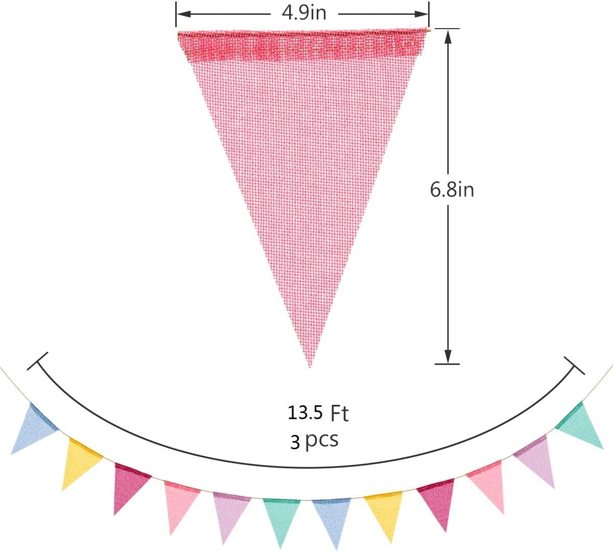 72 Flags Imitated Burlap Pennant Banner Multicolor Fabric Triangle Flag Bunting for Summer Party and Festival Classroom Hanging Decorati — image 2
