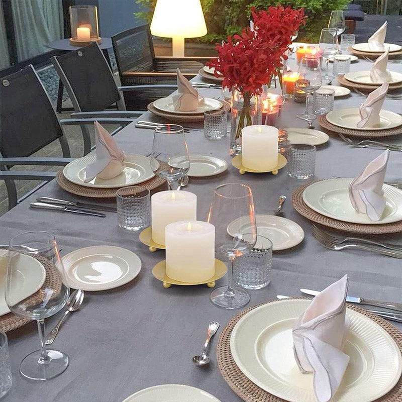4pcs Iron Plate Candle Holder Aroma Base Tray for Decorative Candle Stand Set - Black — image 5