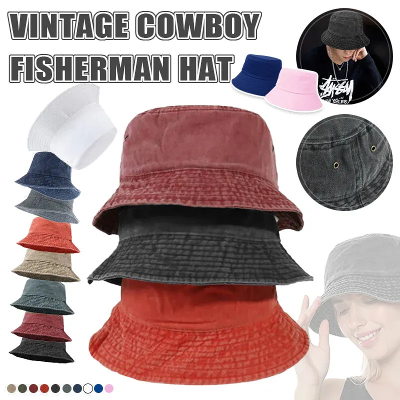 Unisex Men Women Washed Cotton Outdoor Camping Sports Bucket Hats Fisherman Hat - White โ image 2