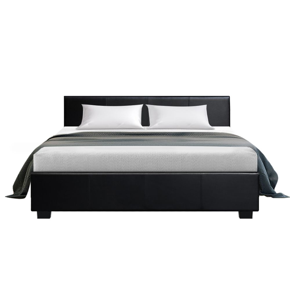 Artiss Bed Frame Queen Size Gas Lift Black NINO โ image 4