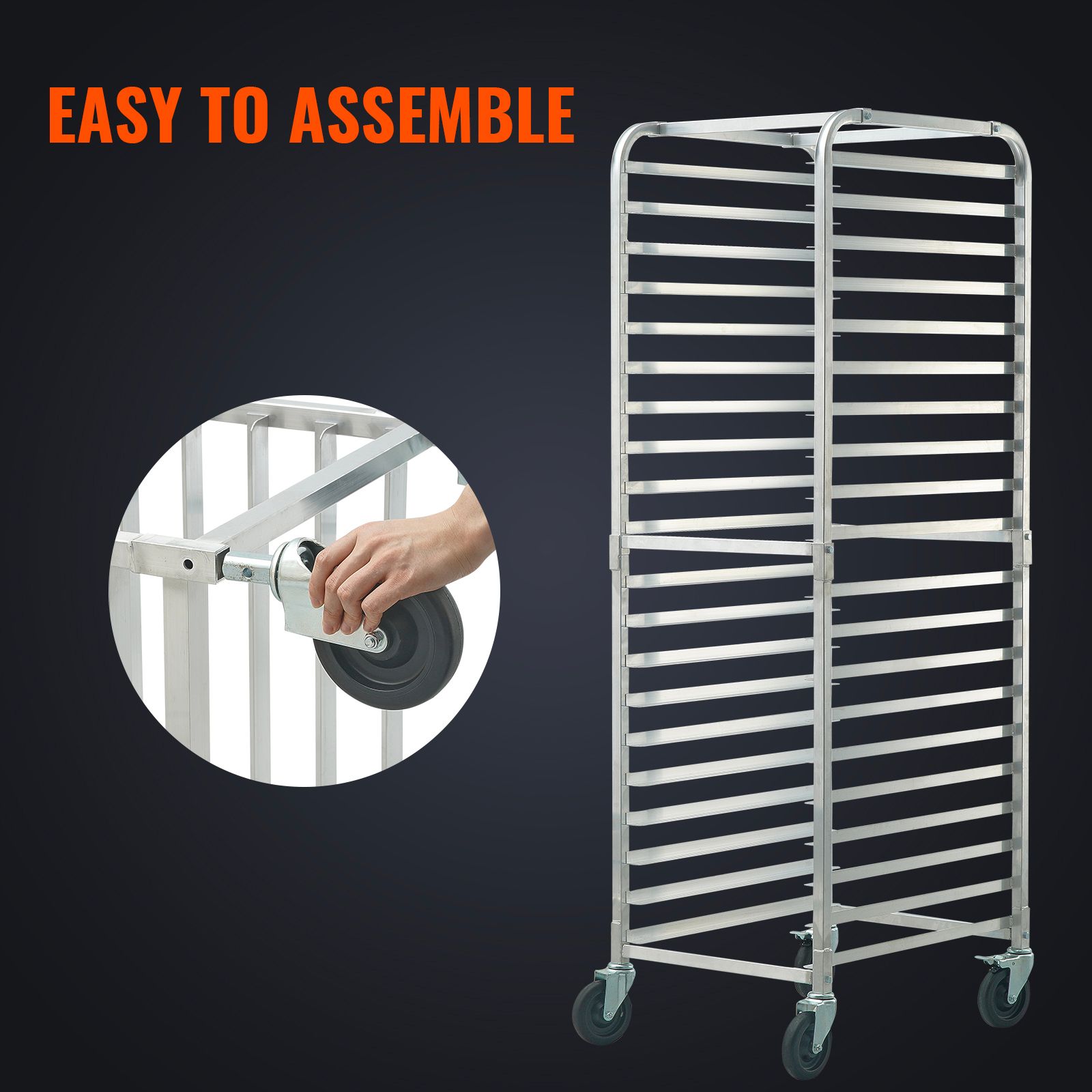 Bun Pan Rack, 20-Tier Commercial Bakery Racks with Brake Wheels, Aluminum Racking Trolley Storage for Half & Full Sheet, Speed Rack For Kitchen Home, Bread — image 5