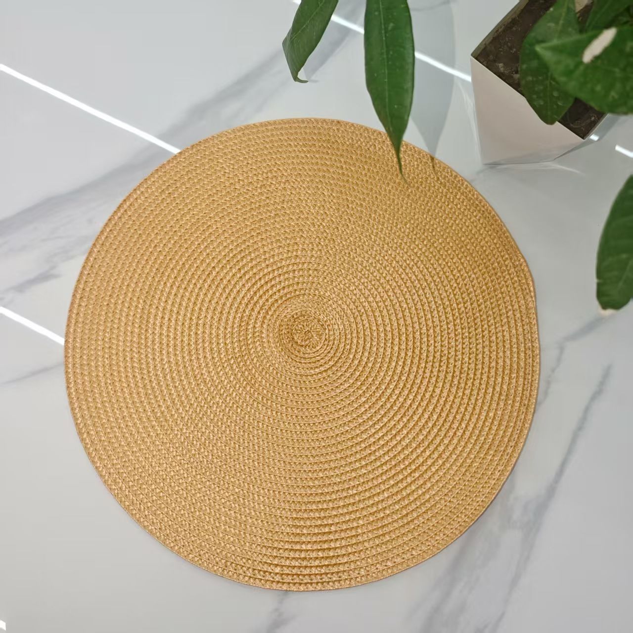 6-pack Round Handwoven Placemats, Multiple Colors, Anti-Slip Heat-Resistant, Home Dining Table Mat, Nordic Style Decorative Mat(PINK)