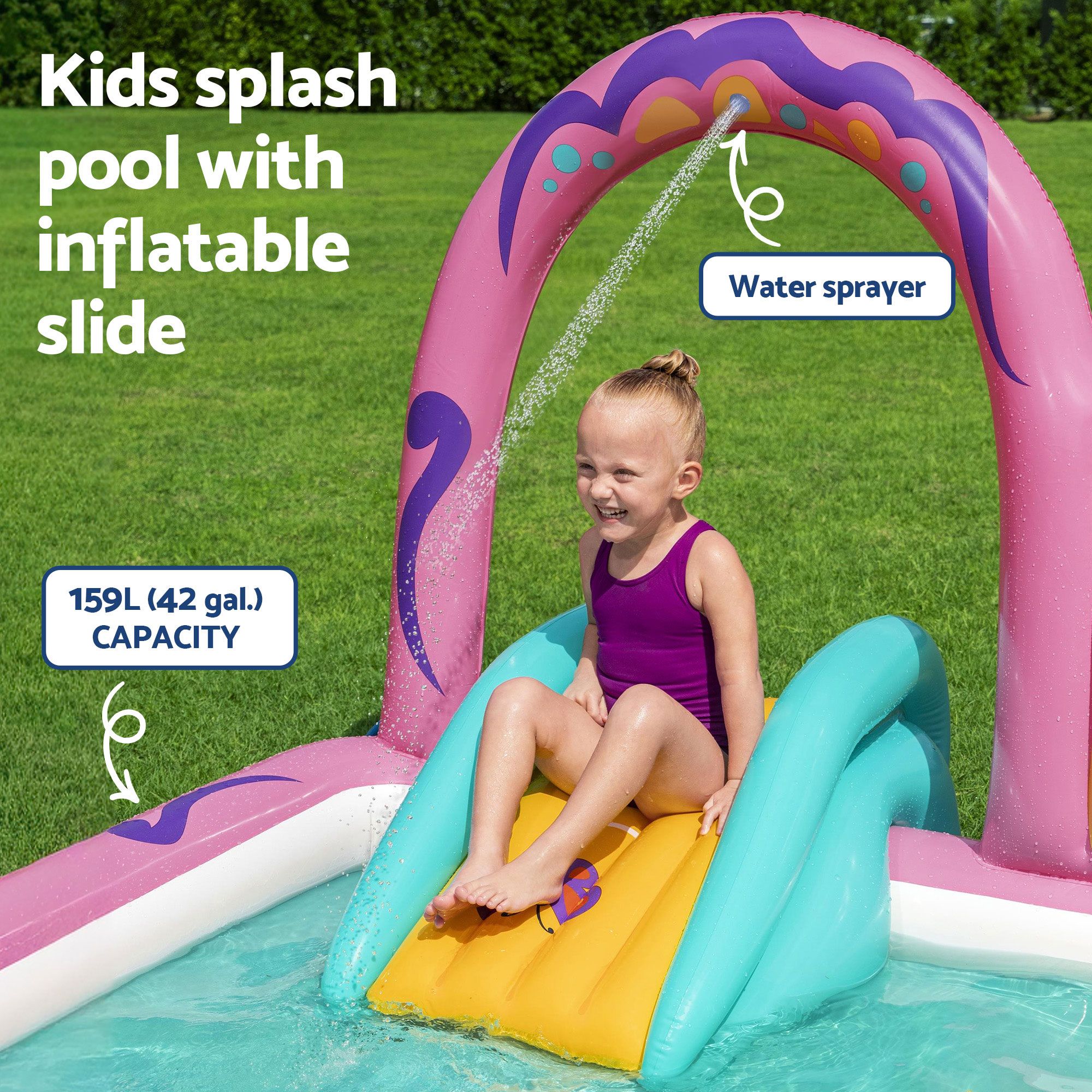 Bestway Inflatable Butterfly Kids Play Pool Park with Slide 180cm Pink โ image 5