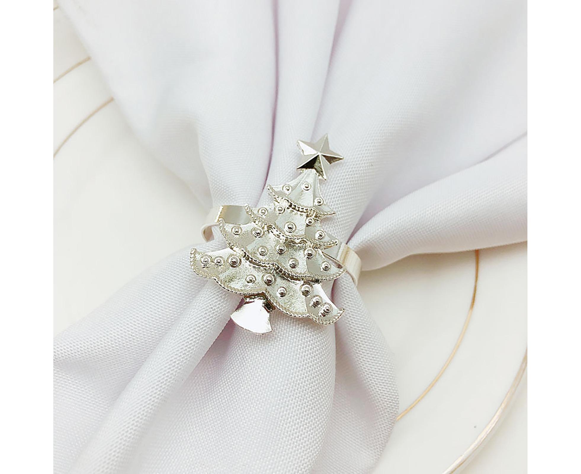 6Pcs Christmas Tree Wedding Home Xmas Party Table Decor Towel Buckle Napkin Ring-Golden โ image 5