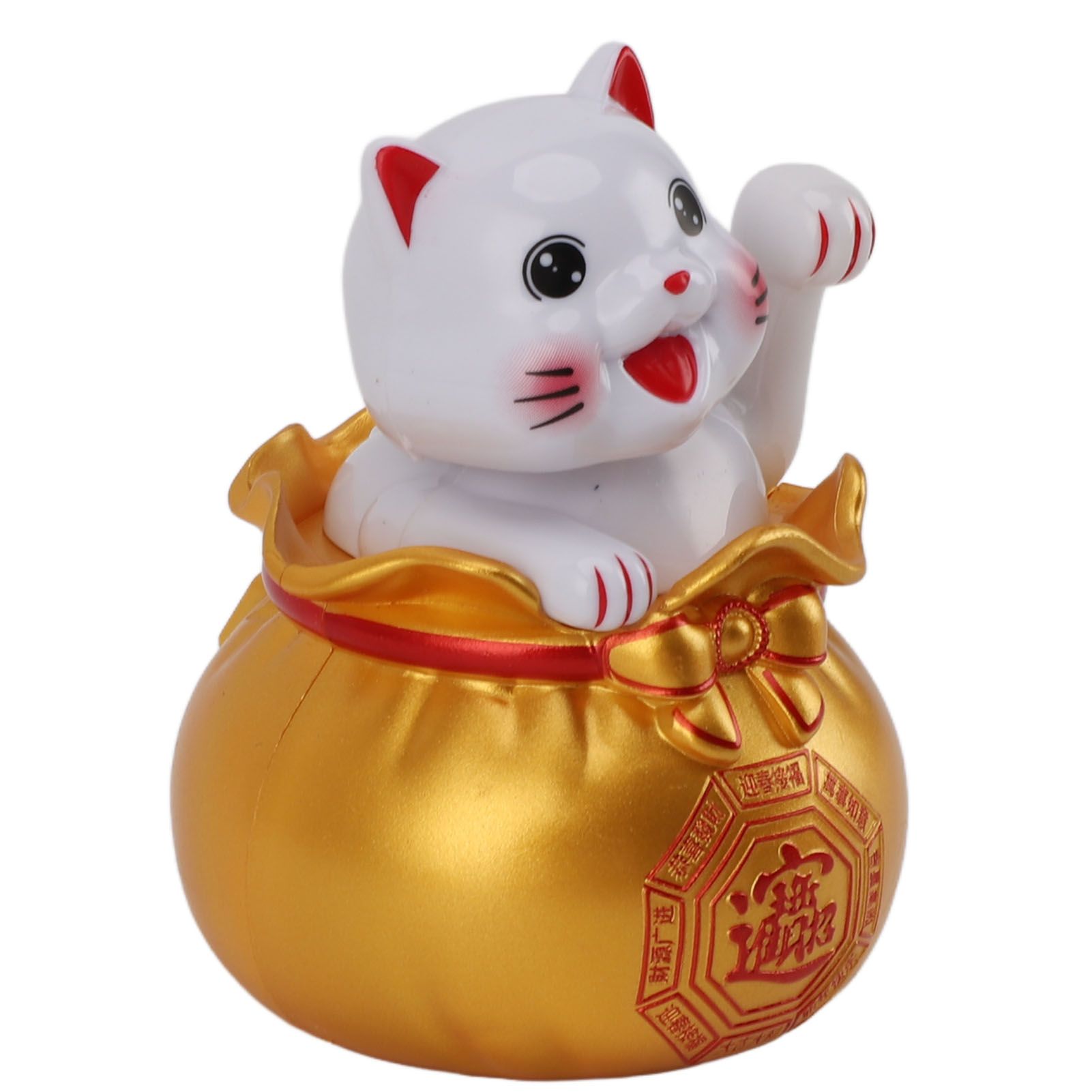 Solar Powered Lucky Cat Lucky Wealth Welcoming Cat Car Decor Desktop Cash Register Opening Decoration Big Eye Gold โ image 3