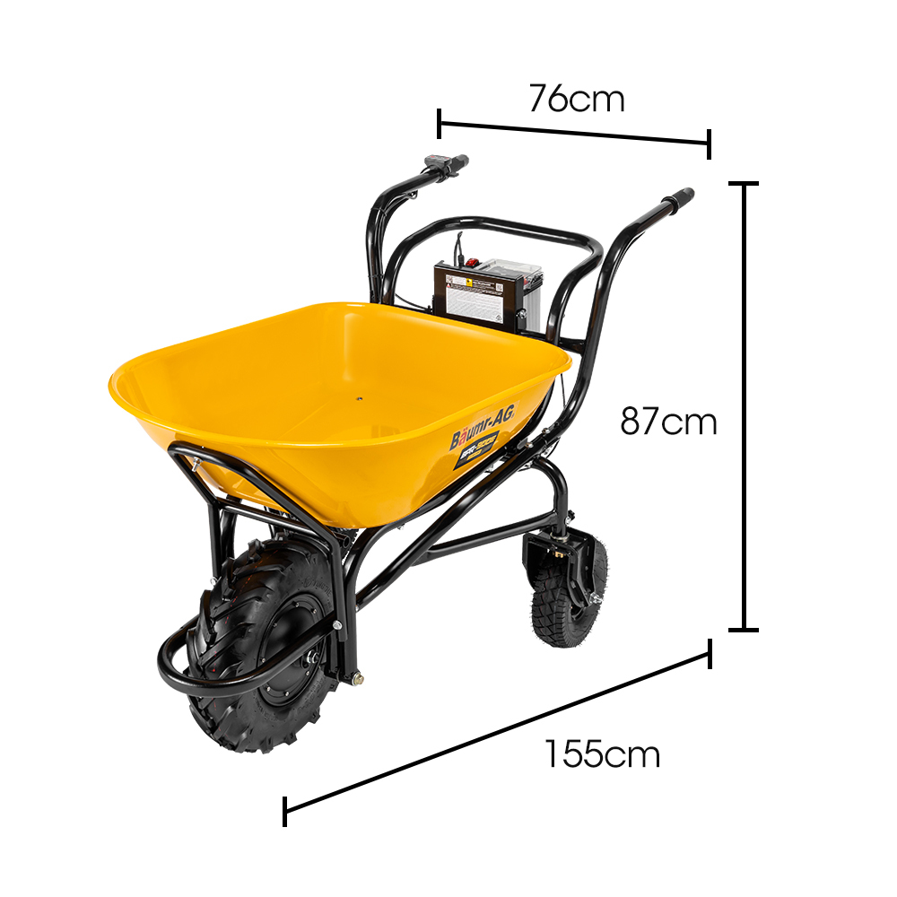 Baumr-AG 40V Battery Powered Wheelbarrow Motorised Electric, 100L Bucket Volume, 3 Wheel, 260KG, Lifting Bucket — image 2
