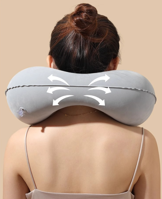 5-Pack Inflatable Travel Neck Pillow - Quick Press Self-Inflating Soft Velvet Support for Travel Airplane Office - Portable Foldable - Peacock Blue — image 4