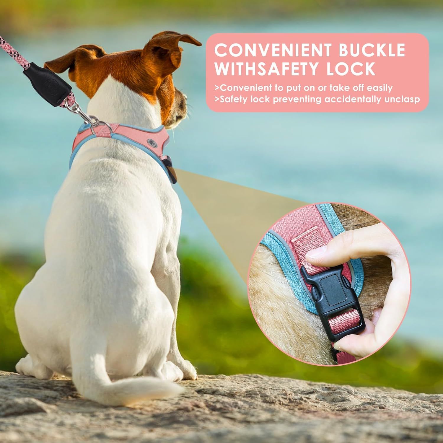 XS Size Pink Waterproof Reflective Saddle-Style Dog Harness & 1.5M Leash Set - Breathable Anti-Choke Escape-Proof Step-In Walking Gear โ image 6