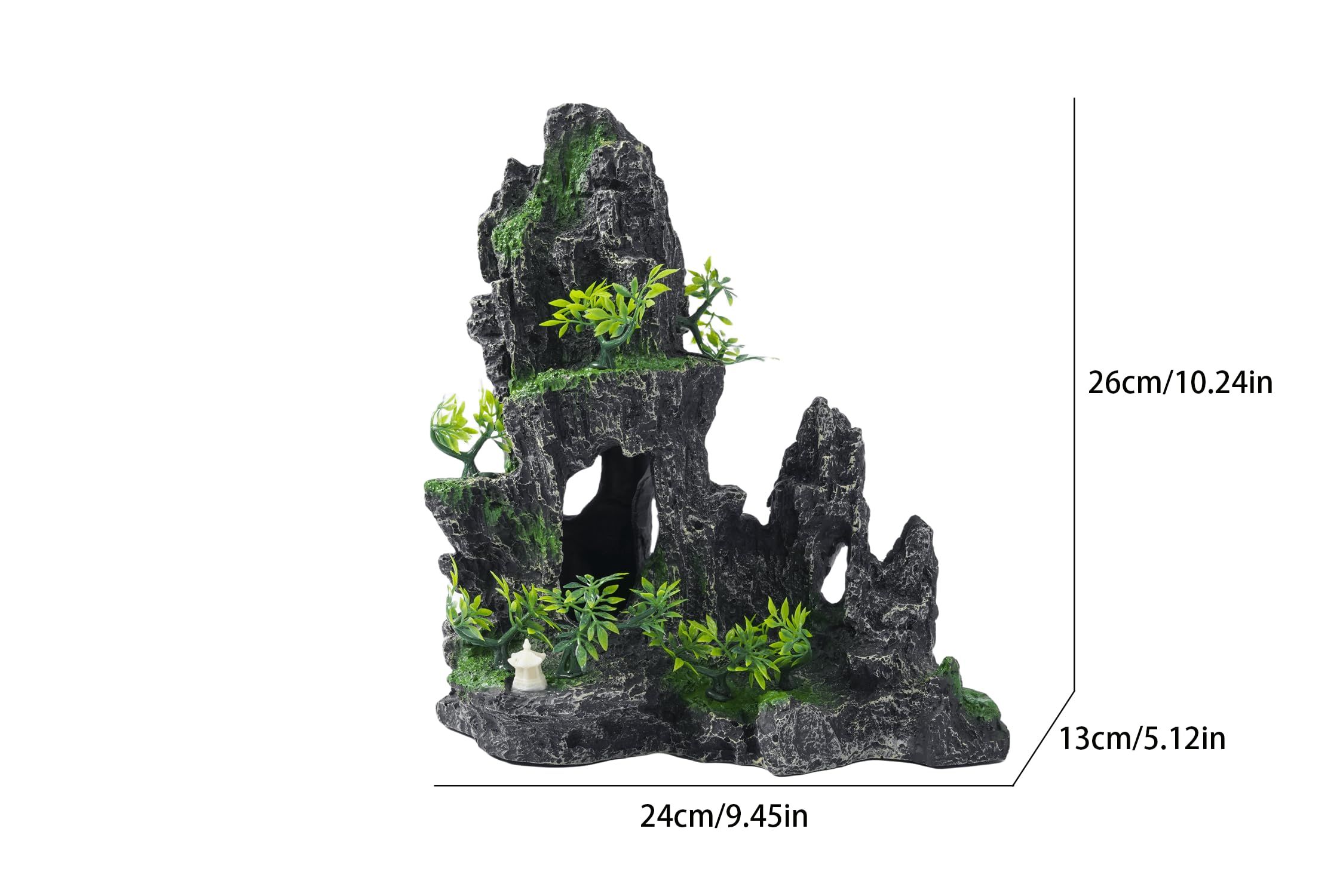 Large Fish Tank Decorations - Mountain View Aquarium Ornament with Tree House Cave Bridge,Shuangfeng — image 5
