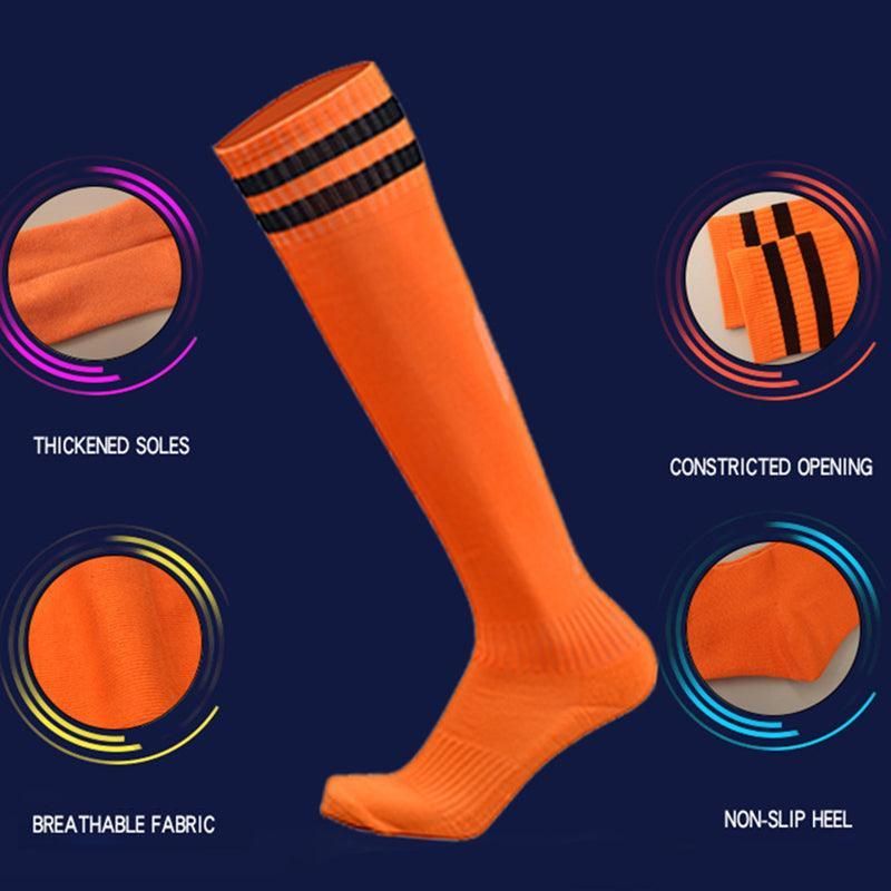 Mens Womens Sports Breathable Tube Long High Socks Knee Warm Casual Footy Soccer - Orange — image 5