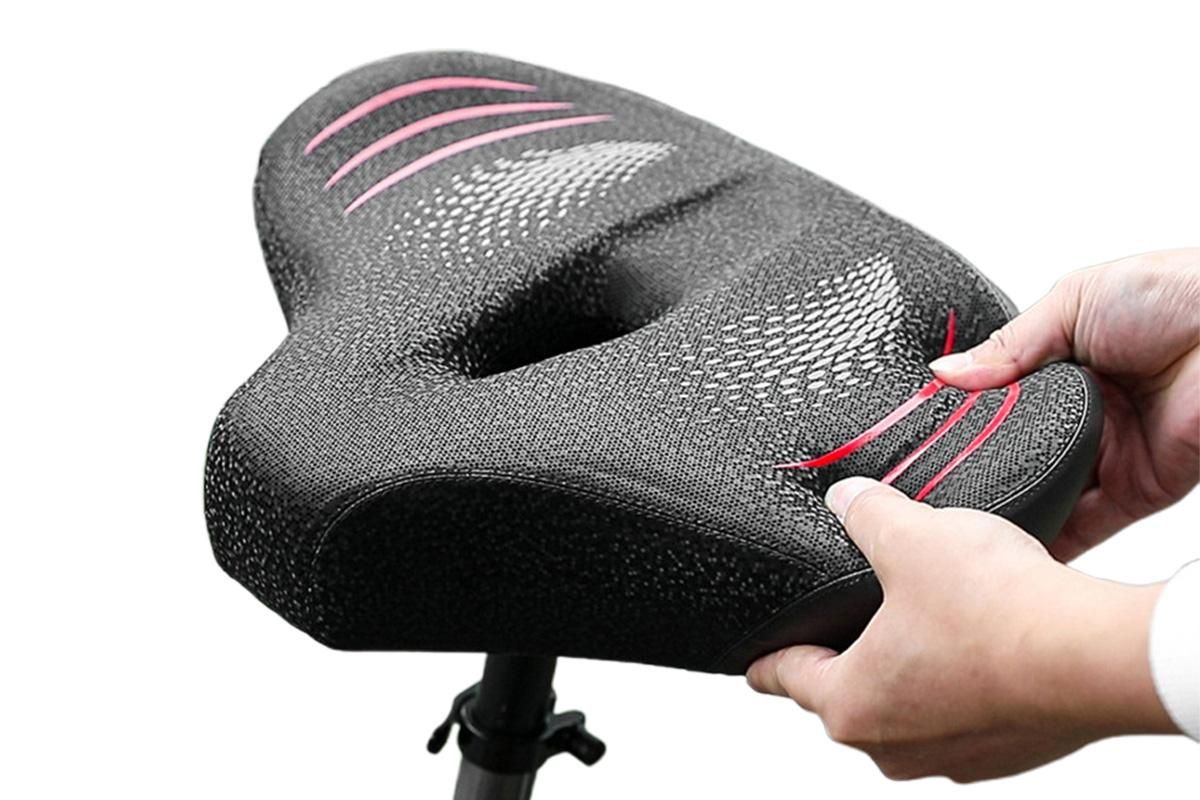 Noseless Bike Seat Cushion for Men & Women Comfortable Saddle for Peloton Bikes Exercise Bikes Electric Bikes Cruiser Bikes - Black&Red โ image 4