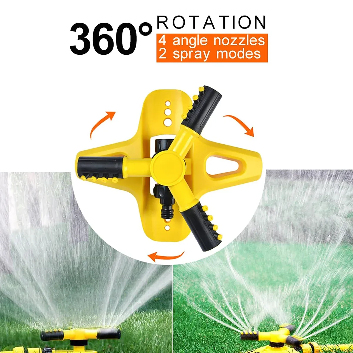 360 Degree Rotating Yellow Sprinkler Automatic Lawn Garden Watering System Villa — image 6