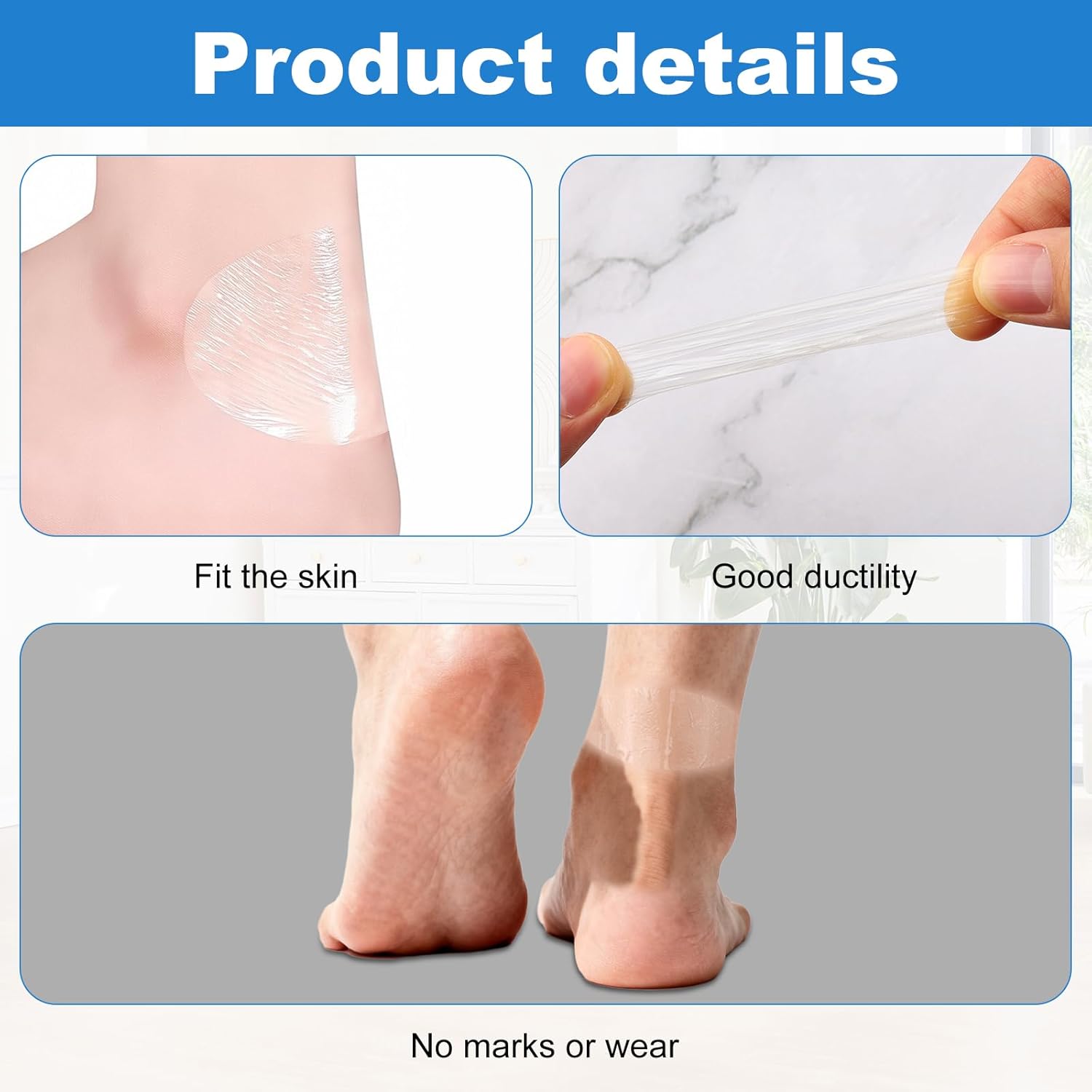 100PCS Self Adhesive Invisible Heel Anti Wear Sticker, Waterproof Transparent Thin Anti-Wear Foot Care Heel Protection Pad Stickers for Feet Heel Shoes Padding — image 2