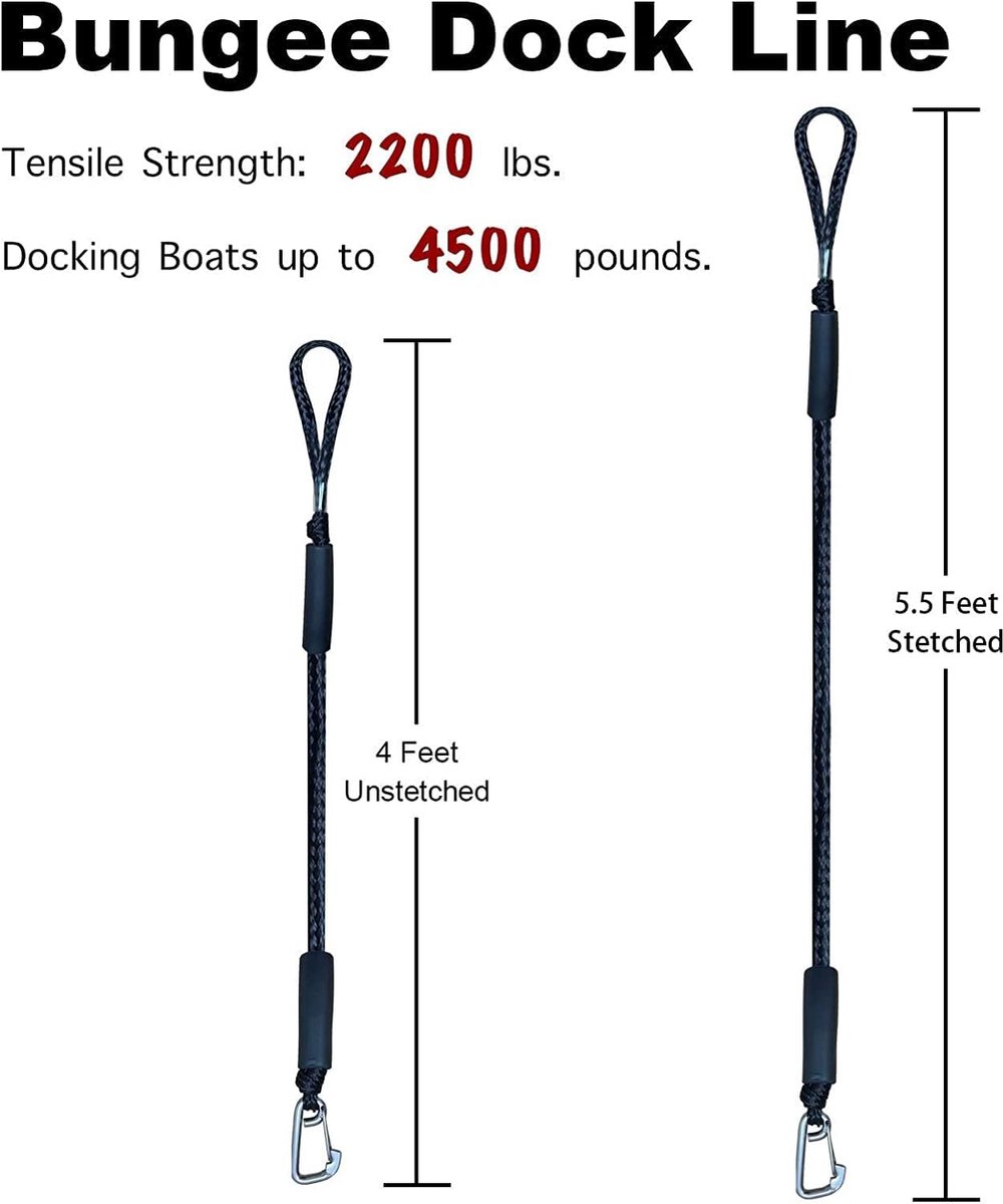 pieces - Boat rope - Mooring rope for boats - Stretch - Boat Bungee Dock Line with hook rope - Mooring line Boat equipment - Boat accessories - Mooring rope — image 6