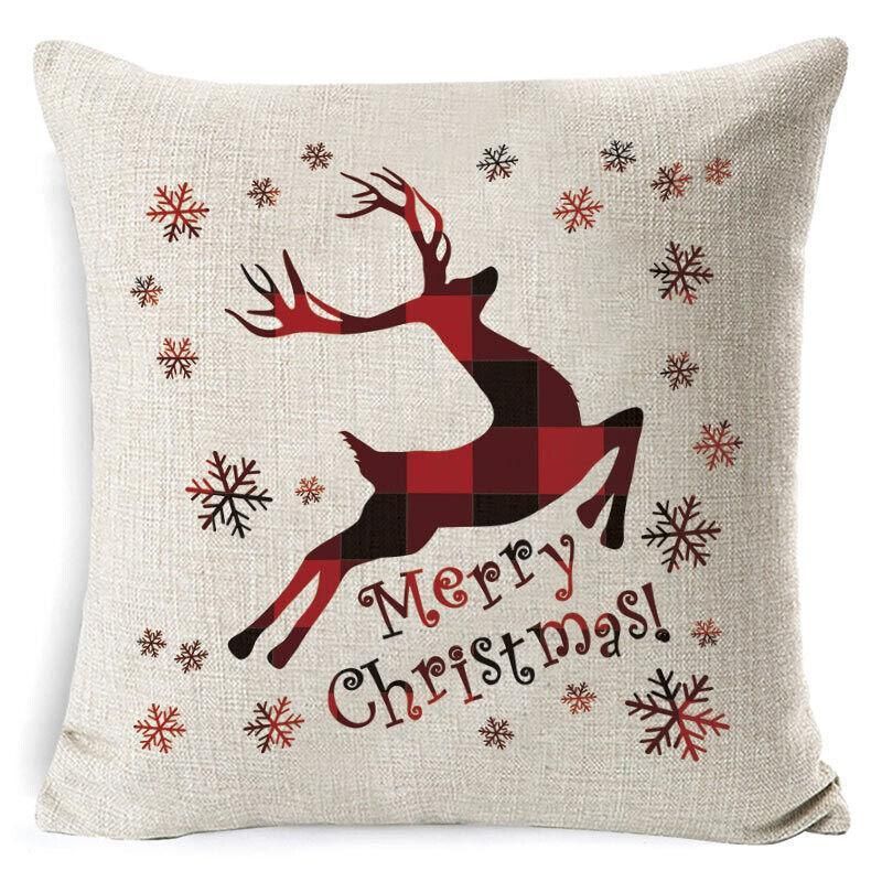1Pc Christmas Square Cushion Cover Throw Waist Pillow Case Sofa Home Decor - Deer