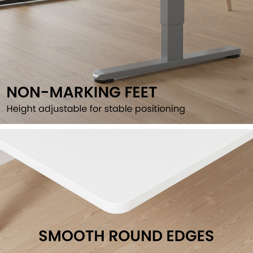 FORTIA Sit to Stand Standing Desk, 160x60cm, 72-118cm Electric Height Adjustable, White Desktop/Silver Frame โ image 4