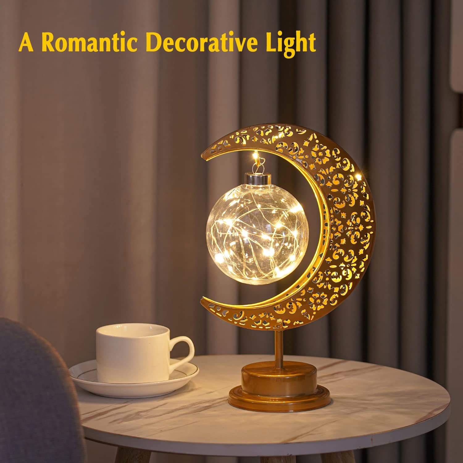 Moon Lamp, Enchanted Lunar Lamp, Ramadan Decorations Lamp for Bedroom, Magic Kids Night Lights, Crescent Moon Light — image 2