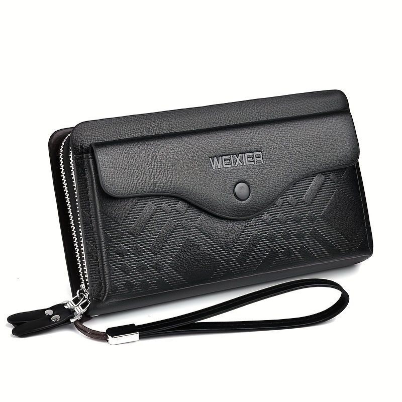 men's business clutch bag, large capacity handbag, double zipper wallet, multi card slots purse, PU leather men's accessory, waterproof men's bag, Australian — image 3