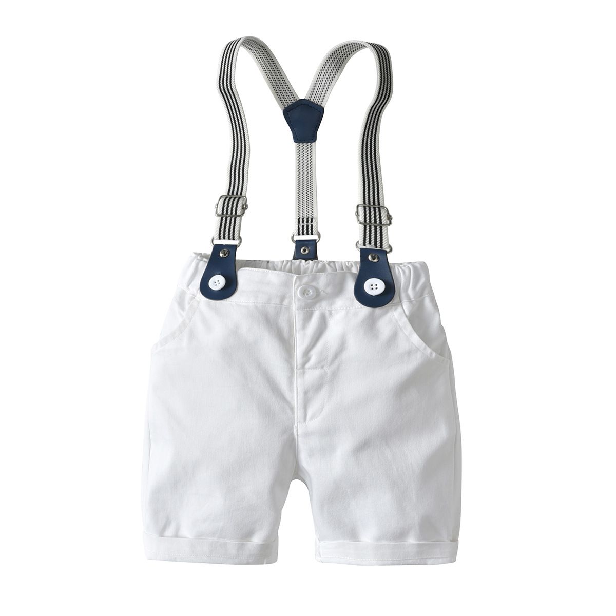 Bugava Boys Plaid Shirt Suspenders Set Summer Cotton Pink plaid shirt + suspenders 100cm โ image 6