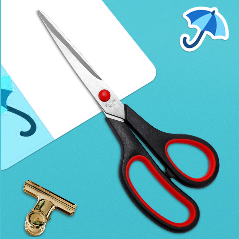 Stainless Steel Kitchen & Office Scissors with Soft Grip Handle, Sharp Multipurpose Craft Shears, Black and Red — image 3