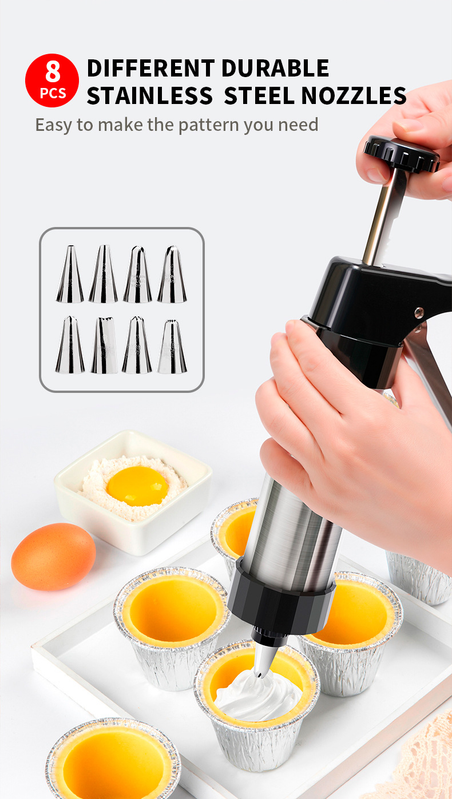 Stainless Steel Cookie Press Gun Kit Biscuit Maker & Icing Decorator Set with 8 Discs 8 Nozzles Heavy Duty DIY Baking Tool for Cakes โ image 3