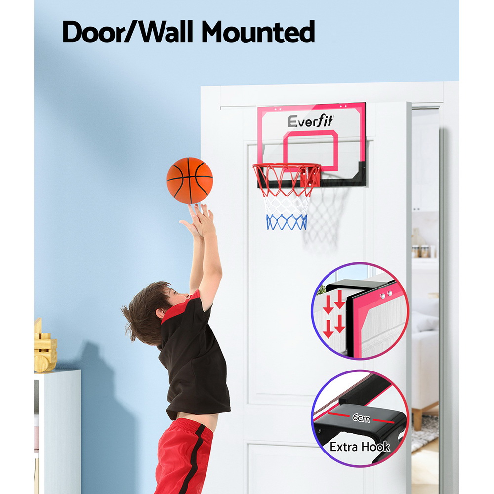 Everfit 23" Mini Basketball Hoop Backboard Door Wall Mounted Sports Kids Red โ image 4