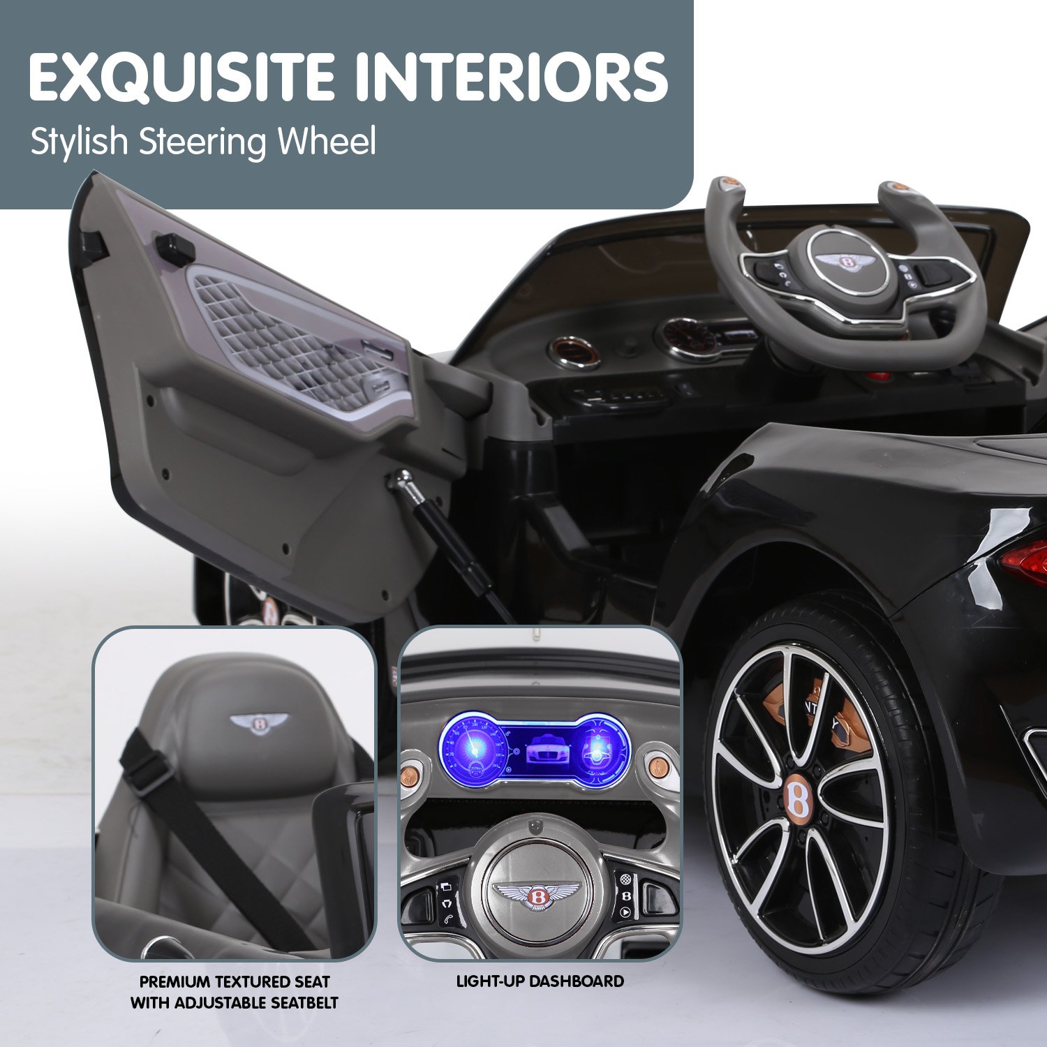Kahuna Bentley Exp 12 Licensed Speed 6E Electric Kids Ride On Car Black — image 3