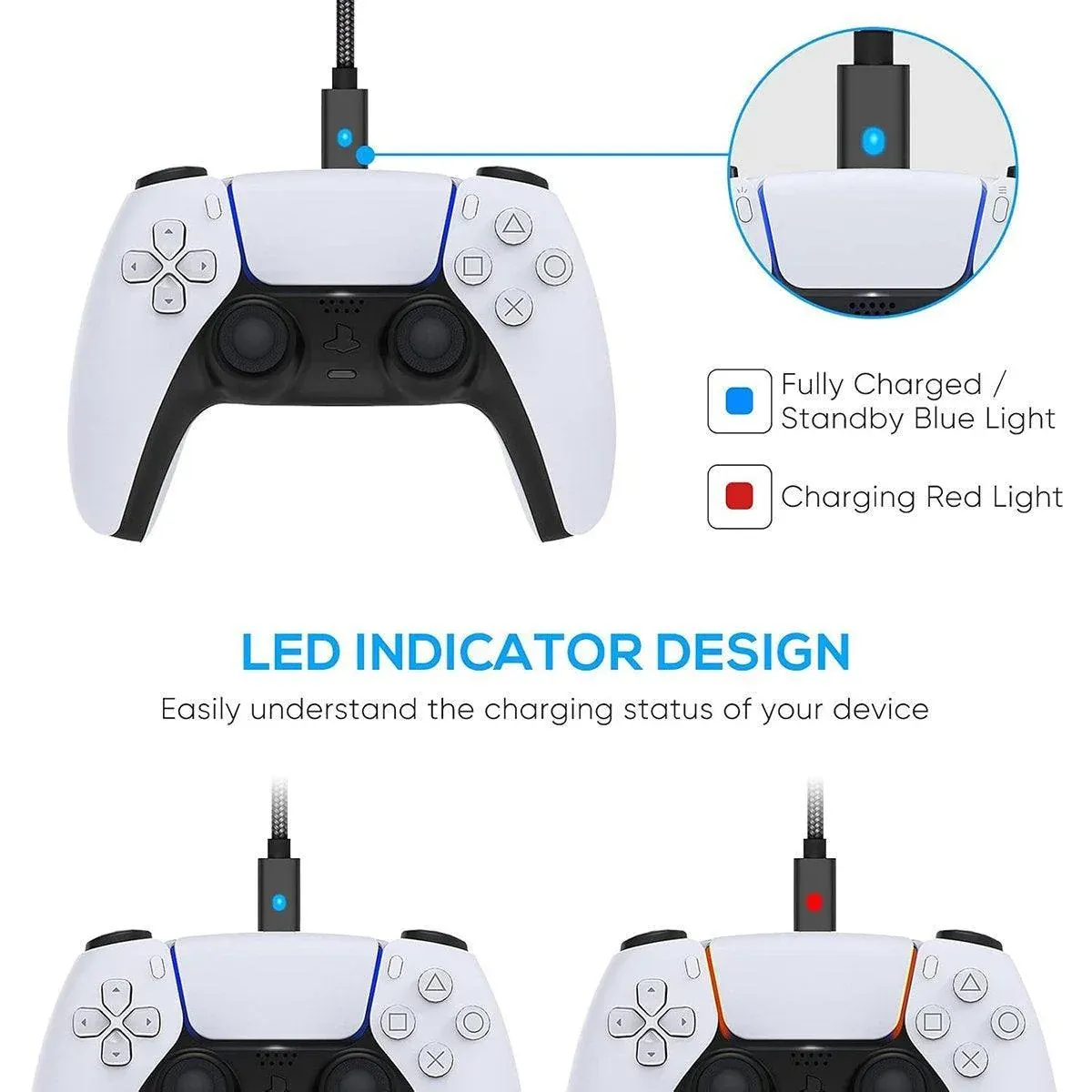 For PS5 Controller 3M USB Type-C Braided Fast Charging Cable for PS5 NS PRO — image 3