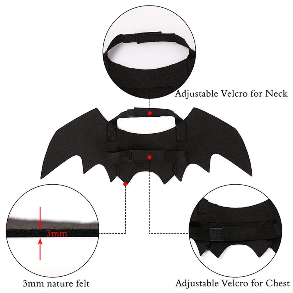 Pet Cat Bat Wings for Halloween Party Decoration, Puppy Collar Leads Cosplay Bat Costume,Cute Puppy Cat Dress M — image 3