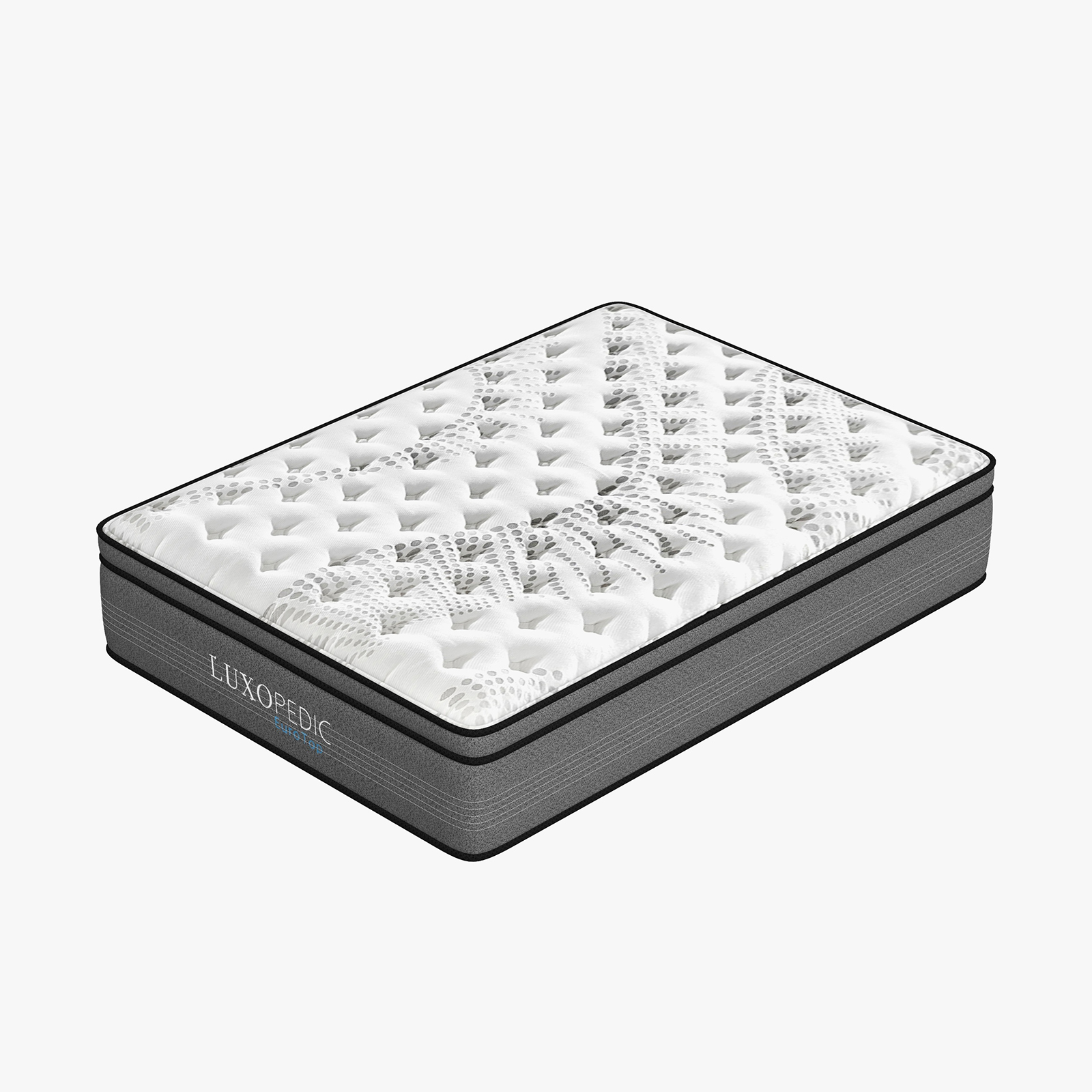 Luxopedic Pocket Spring Mattress 5 Zone 32CM Euro Top Memory Foam Medium Firm - Double - White Grey — image 5